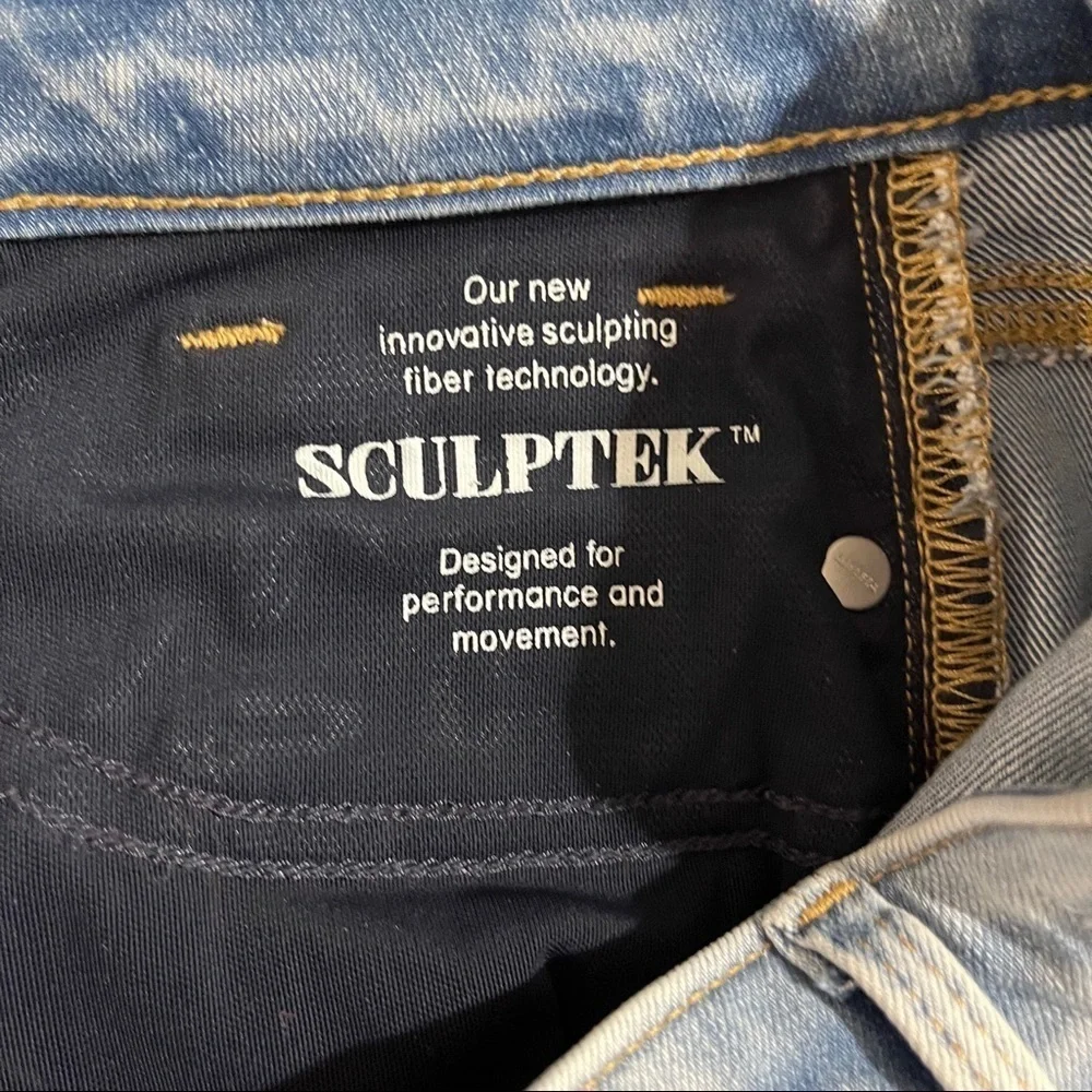 Athleta Sculptek Straight Leg Ankle Jeans Size 0 Light Wash Raw Hem Style 53540 - Picture 9 of 12